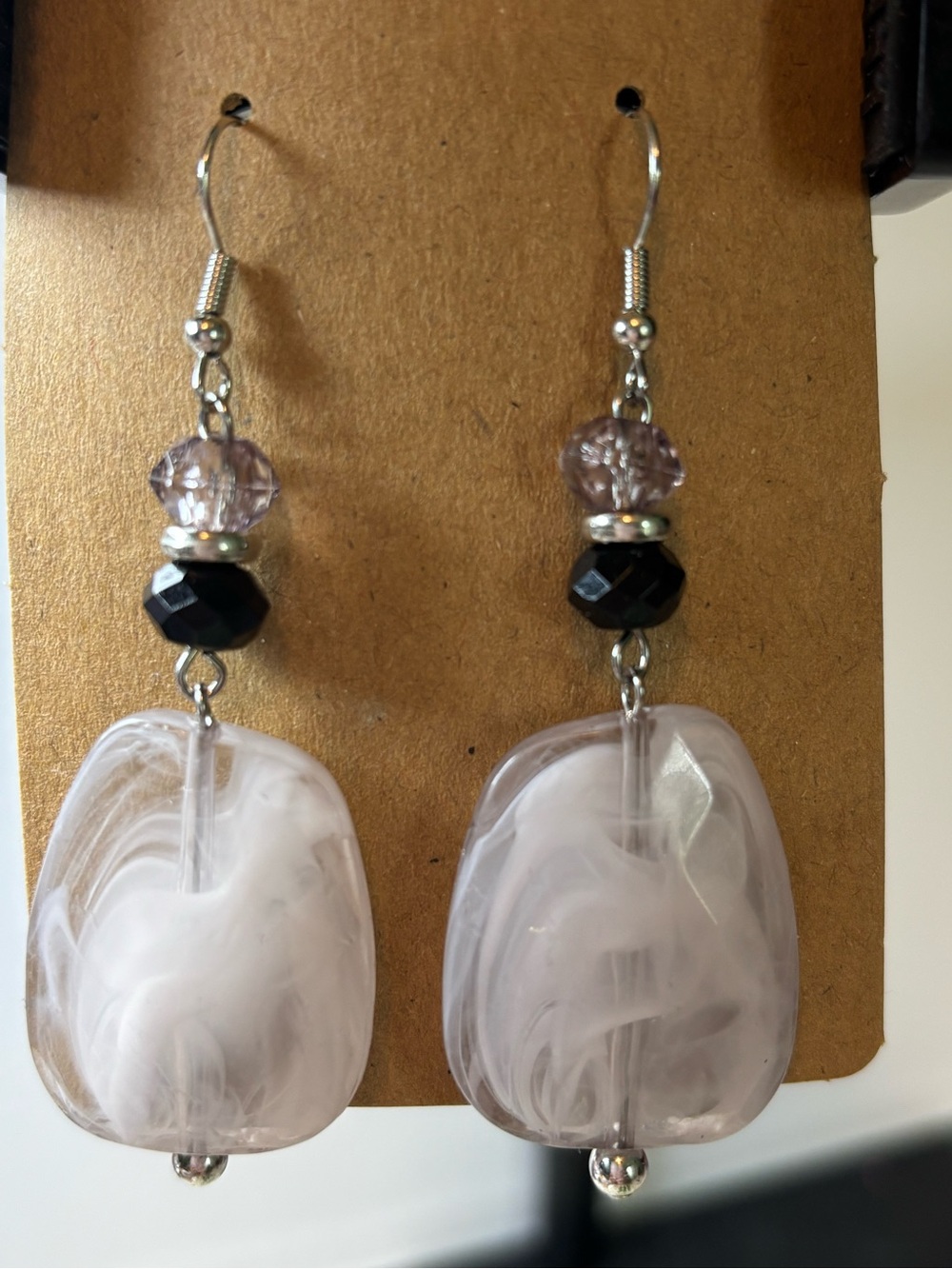 Handmade Smoky Marble Statement Earrings | Gray & Black Dangle Earrings